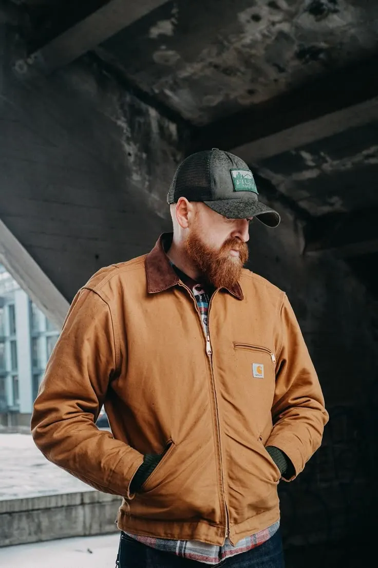 Vintage Carhartt Detroit jacket worn on the street