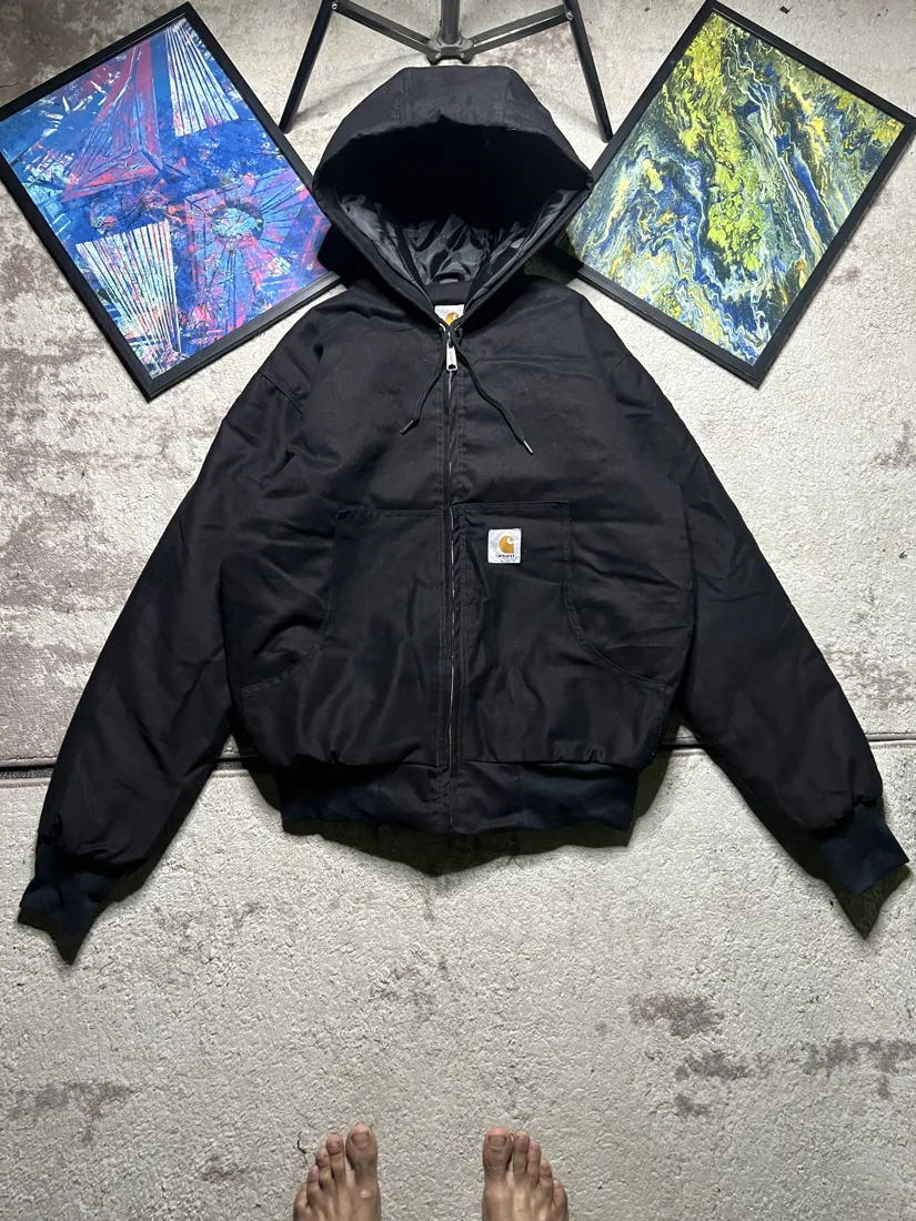 Reworked Vintage Carhartt Hooded Active Jacket — Black
