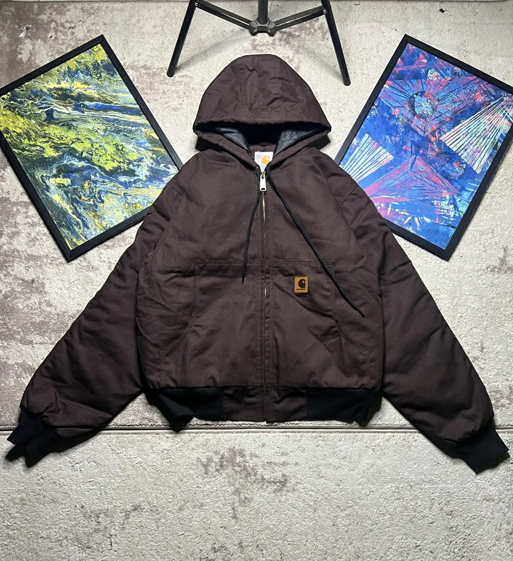 Reworked Vintage Carhartt Hooded Active Jacket — Dark Brown