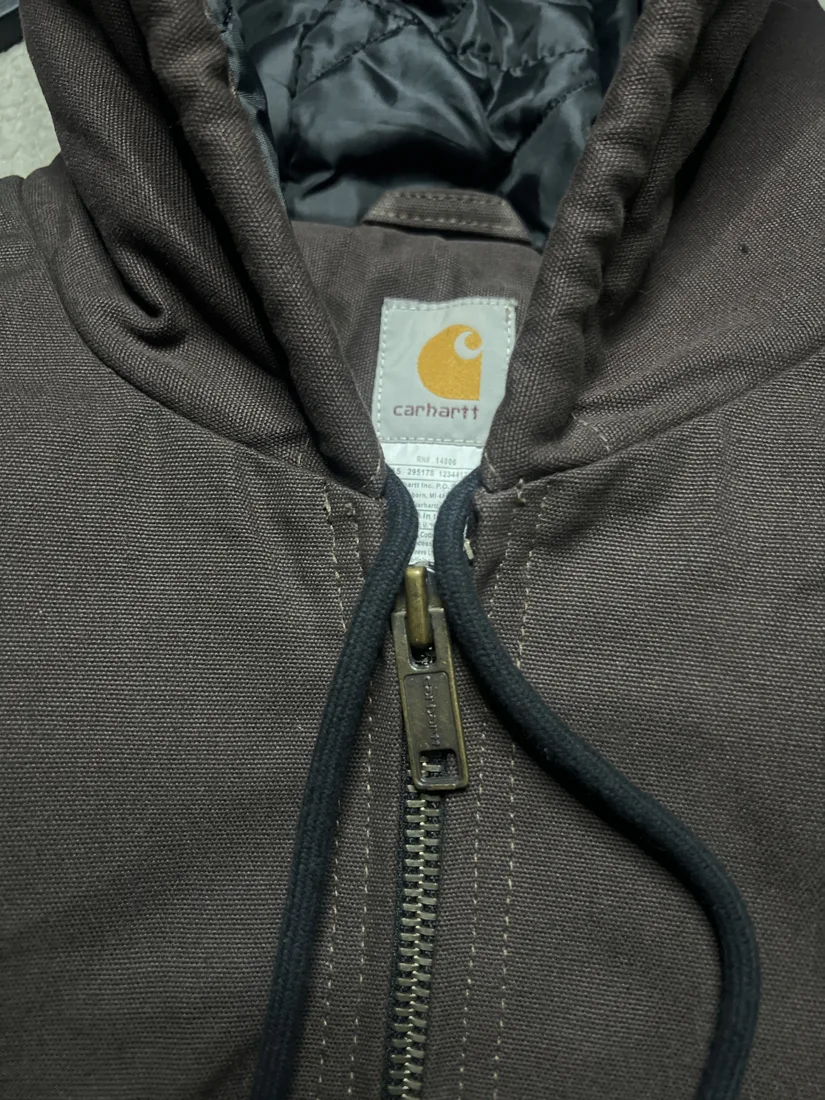 Reworked Vintage Carhartt Hooded Active Jacket — Dark Brown — CR03