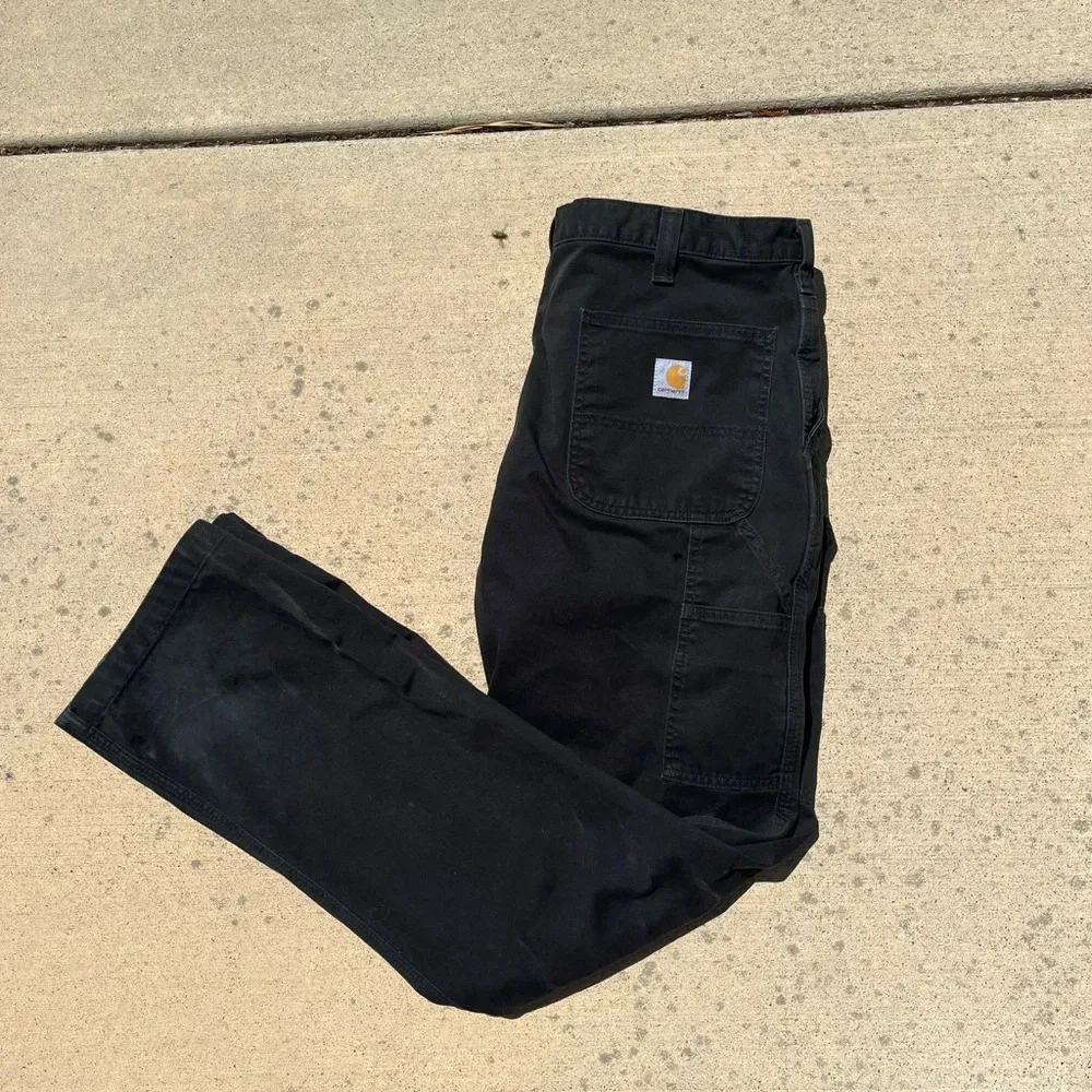 Vintage Carhartt Canvas Work Pants — Black — full view, like new condition
