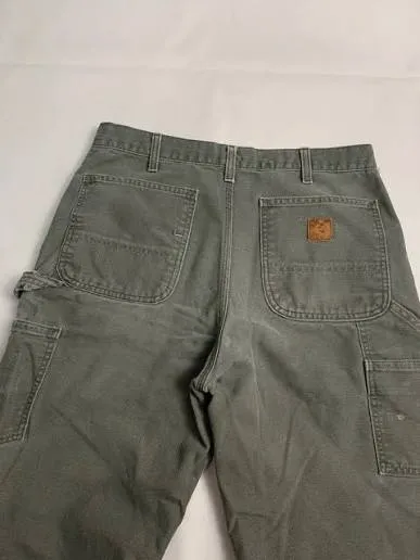 Vintage Carhartt Duck Carpenter Pants — Moss Green — full view, like new condition