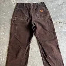 Vintage Carhartt Duck Work Pants — Chocolate Brown — full view, like new condition