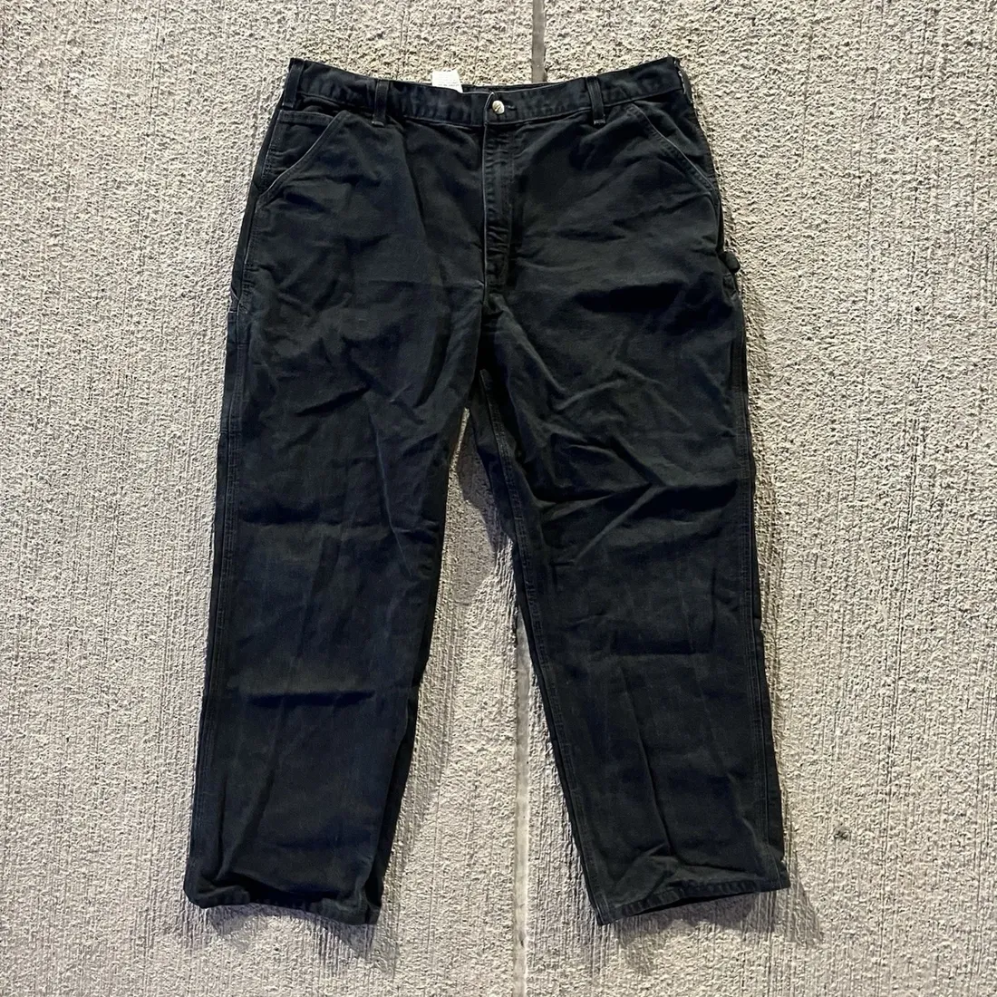 Vintage Carhartt Loose Fit Duck Work Pants — Black — full view, like new condition