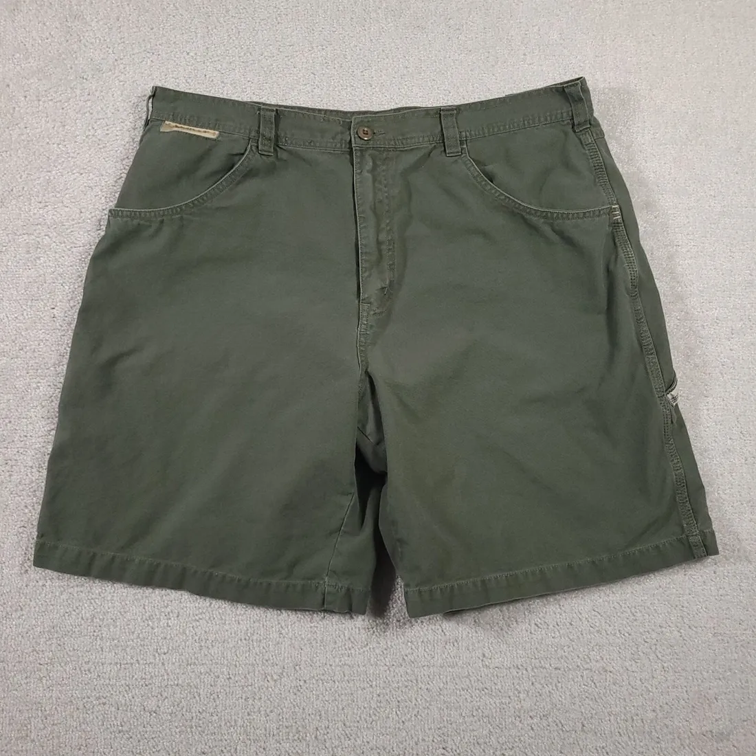 Vintage Carhartt Canvas Work Shorts — Olive Green — full view, like new condition