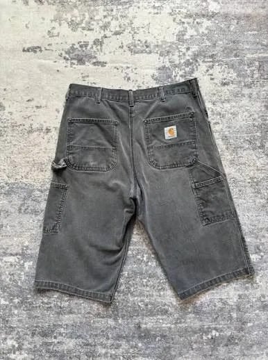 Vintage Carhartt Duck Carpenter Shorts — Faded Black — full view, like new condition