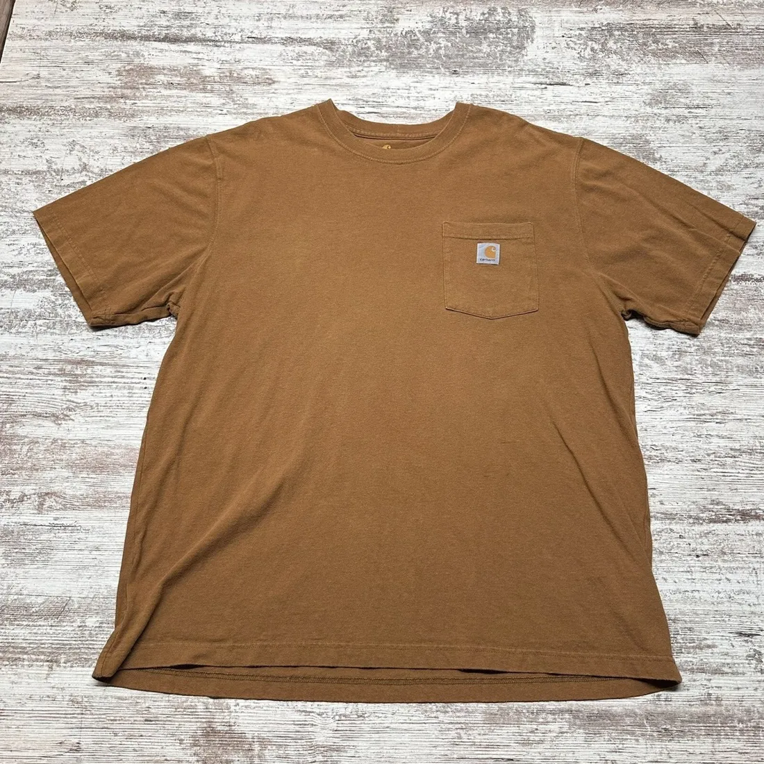 Vintage Carhartt K87 Workwear Pocket T Shirt — Carhartt Brown — full view, like new condition
