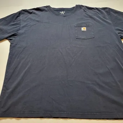 Vintage Carhartt K87 Workwear Pocket T Shirt — Dark Grey — full view, slightly worn condition