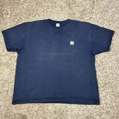 Vintage Carhartt K87 Workwear Pocket T Shirt — Faded Navy — full view, slightly worn condition